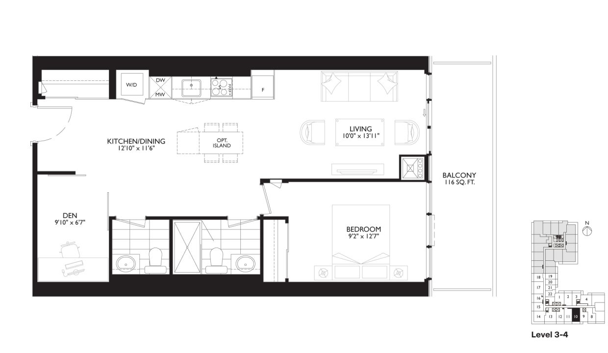 SixtyFive Broadway 1 Bedroom + Den_1Z+D