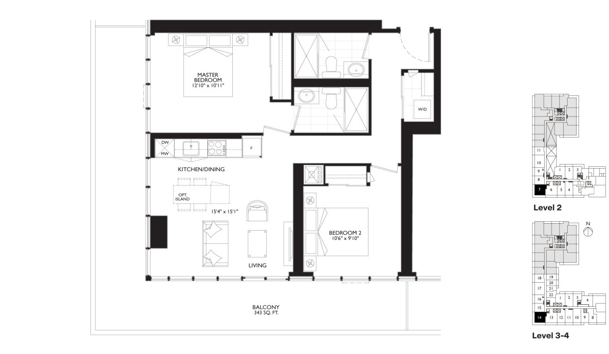 SixtyFive Broadway 2 Bedroom_2D