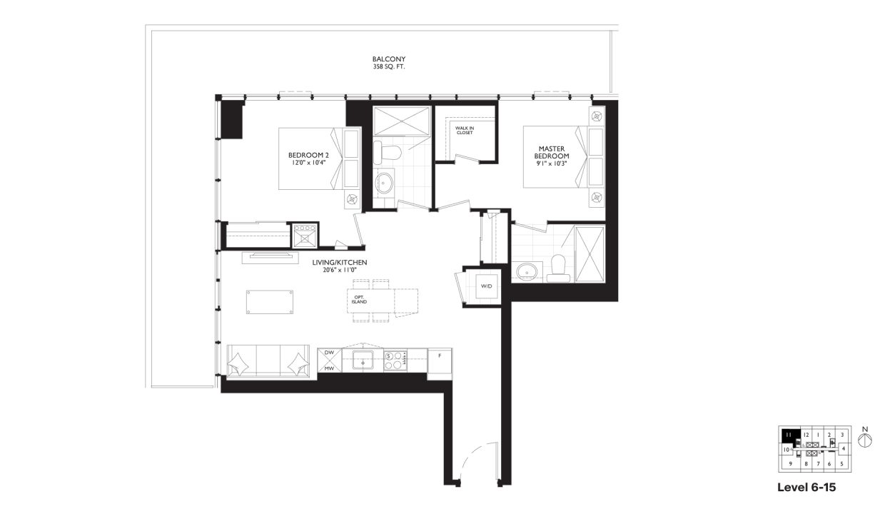 SixtyFive Broadway 2 Bedroom_2E