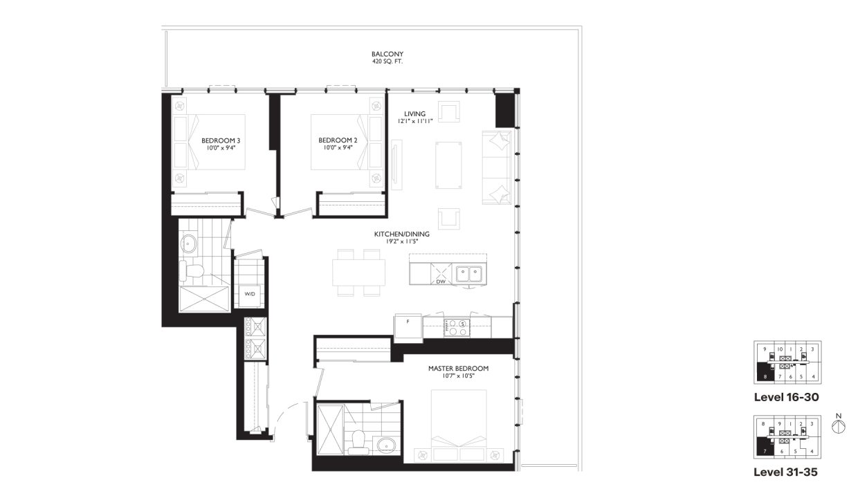 SixtyFive Broadway 3 Bedroom_3B