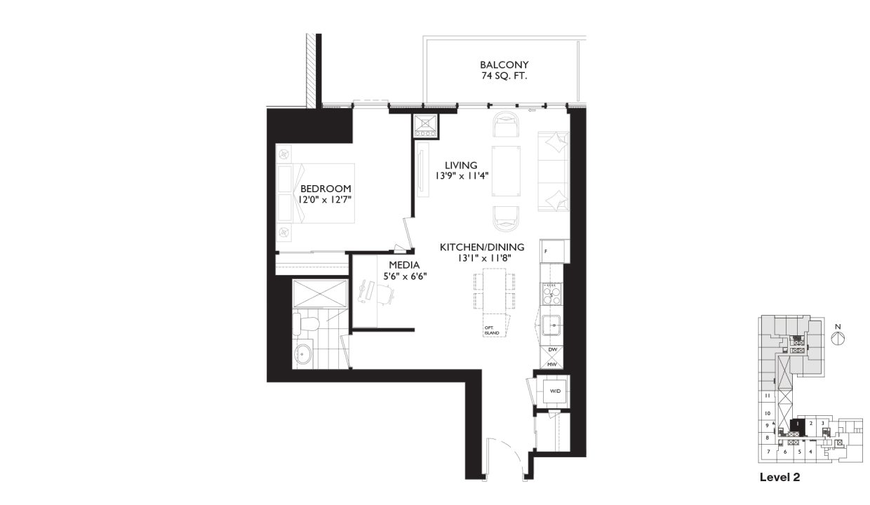 SixtyFive Broadway 1 Bedroom + Den_1X+M