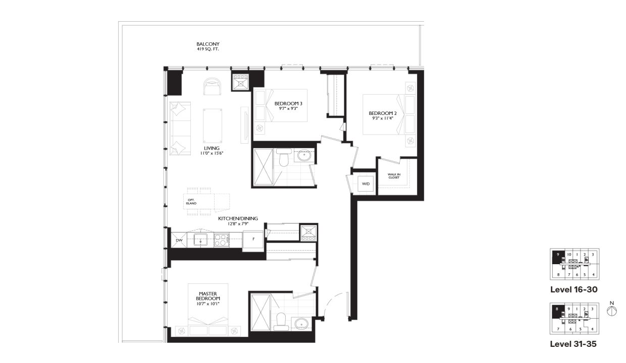 SixtyFive Broadway 3 Bedroom_3A
